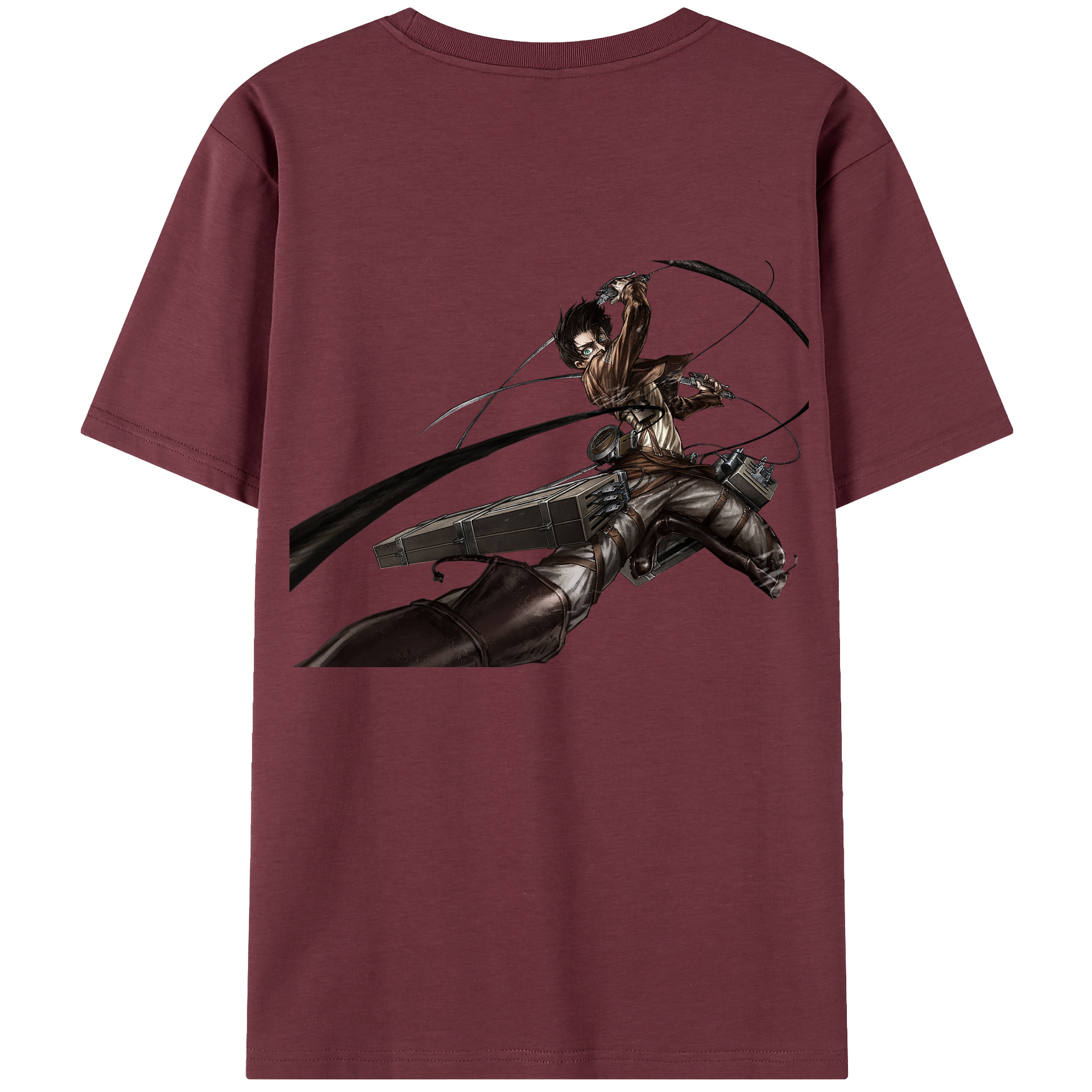 （画像用） 進撃の巨人 エレン･イェーガー Attack on Titan Eren Jäger 綿100％半袖Tシャツ（背面プリント）